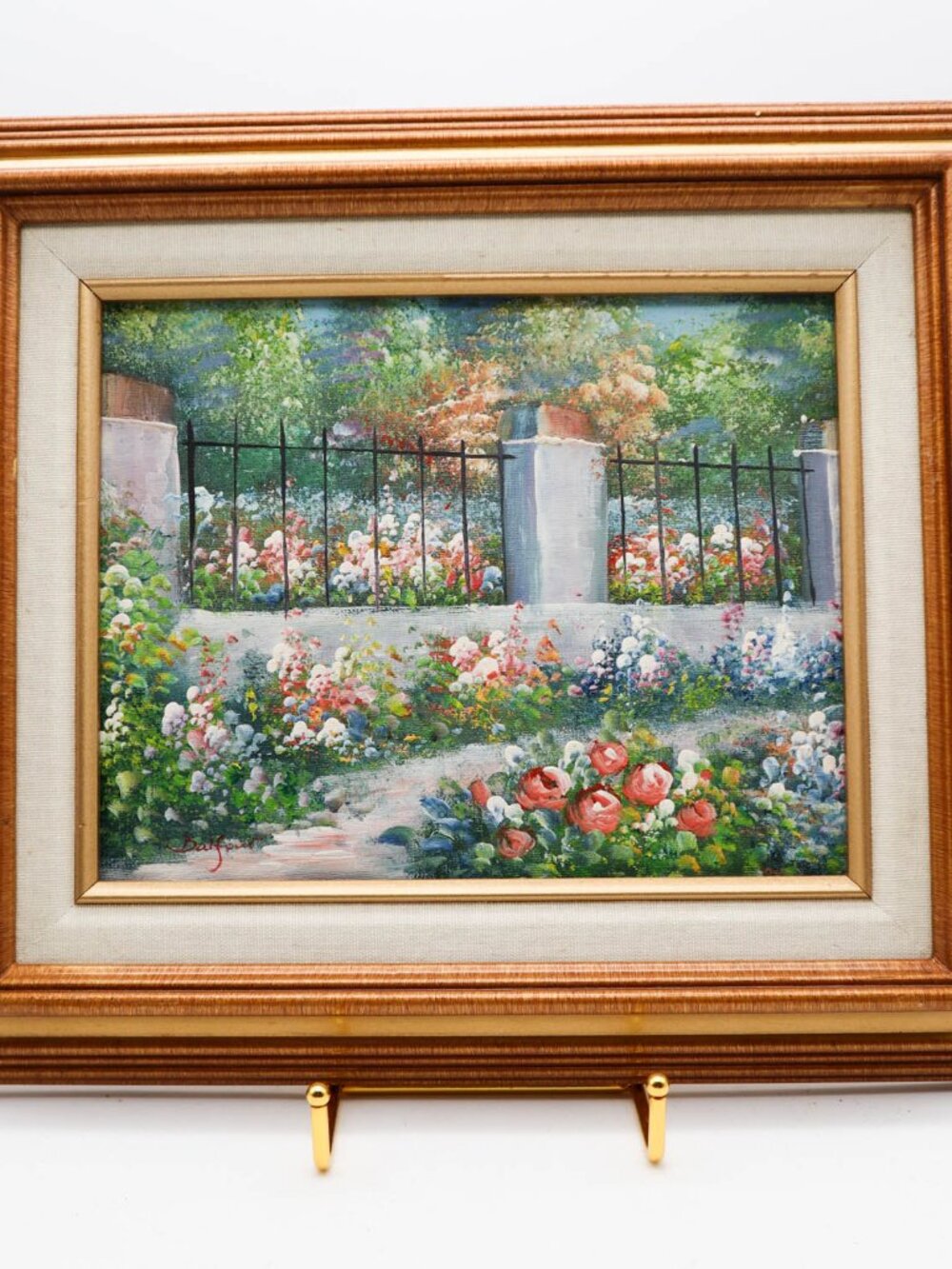 Signed Balfour Original Impressionist Oil Painting Botanical Garden Floral 13x15